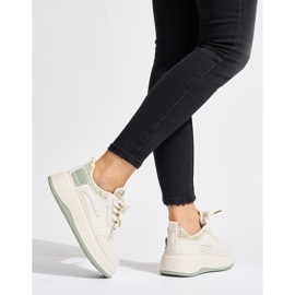 Women's black sneakers with a thick sole beige 1