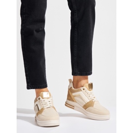 Women's beige sneakers with hidden wedge 1