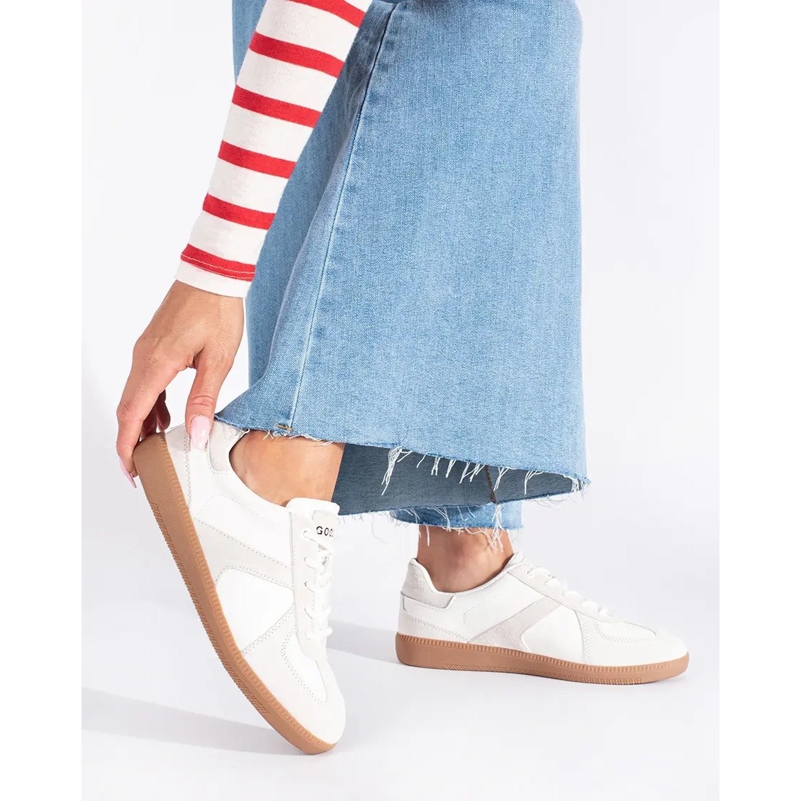 White Women's Leather Sneakers Goodin
