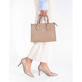 Classic elegant beige pumps with a stiletto heel 2