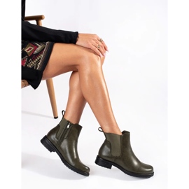 Green women's Chelsea boots with a low heel 1