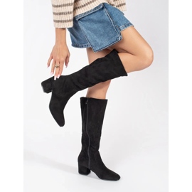 Women's black suede boots on the post 1