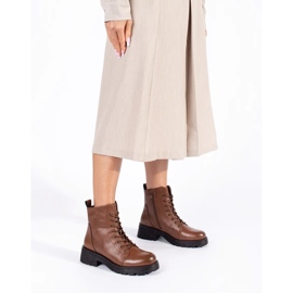 Leather brown ankle boots with thick soles Sergio Leone 2