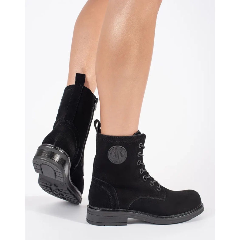 Black women's baggies made of natural nubuck leather by Sergio Leone 2 Black women's baggies made of natural nubuck leather by Sergio Leone 2