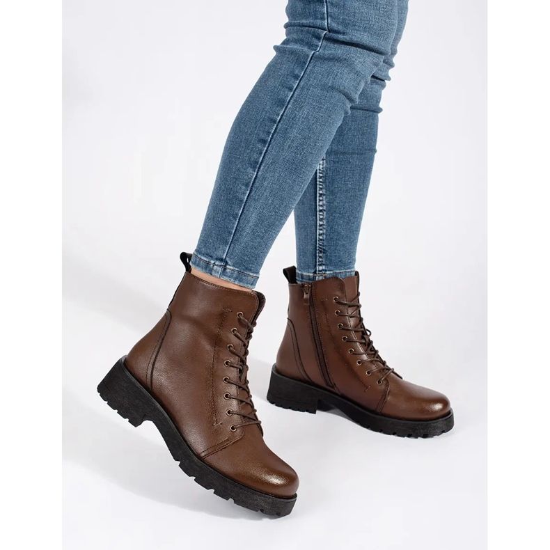 Dark brown leather ankle boots with a thick sole by Sergio Leone 1