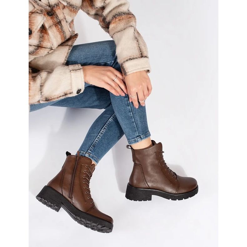 Dark brown leather ankle boots with a thick sole by Sergio Leone 2