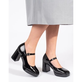 Seastar Women's black patent shoes with a high heel and a buckle 1 Seastar Women's black patent shoes with a high heel and a buckle 1