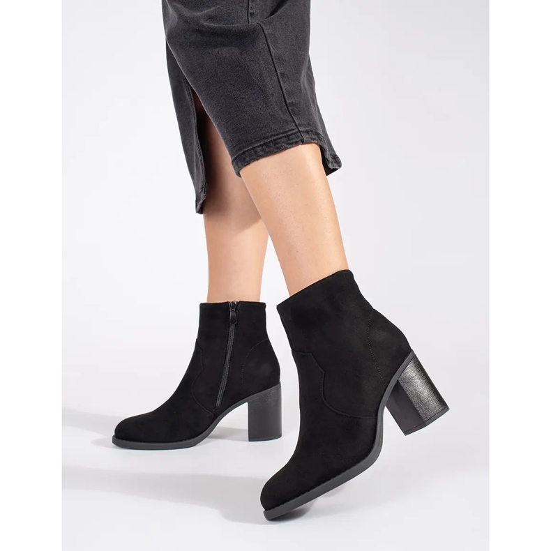 Black suede classic women's ankle boots 1