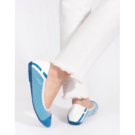 White and blue soft ballet flats with elastic band 2