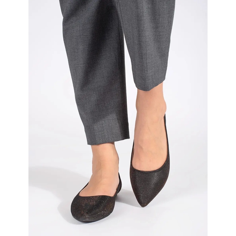 Black glitter ballerinas with a flat heel 2