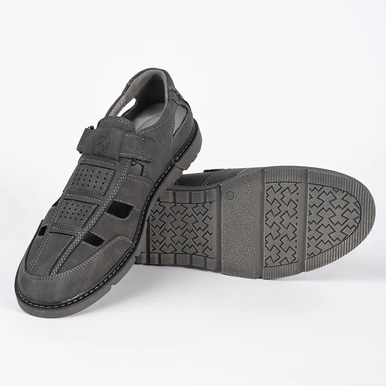 Shelvt Gray openwork moccasins for men grey 2