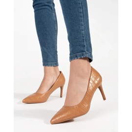 Seastar Dark beige pumps on the high heel 1 Seastar Dark beige pumps on the high heel 1