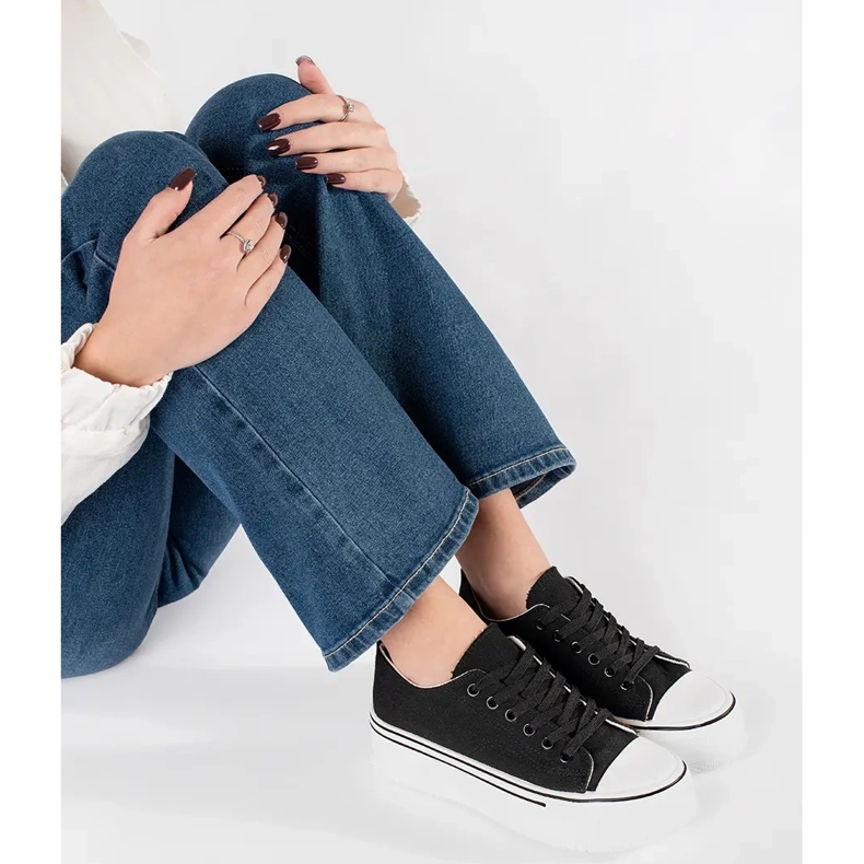 Black women's sneakers with a thick sole 2 Black women's sneakers with a thick sole 2