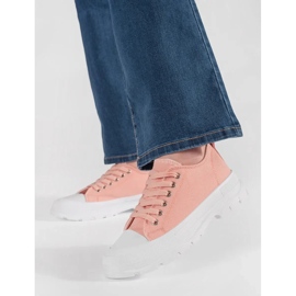 Classic sneakers on the light pink platform 1