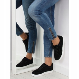 Black suede women's sneakers NB172 Black white 1
