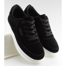 Black suede women's sneakers NB172 Black white 2