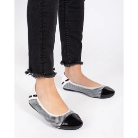 White and black soft ballet flats with elastic band 1