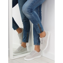 Gray suede women's sneakers NB172 LT.GRAY white grey 1
