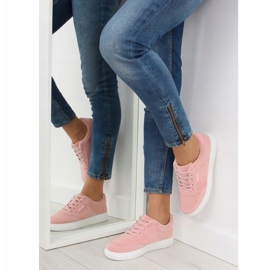 Pink suede women's sneakers NB172 Pink white 1