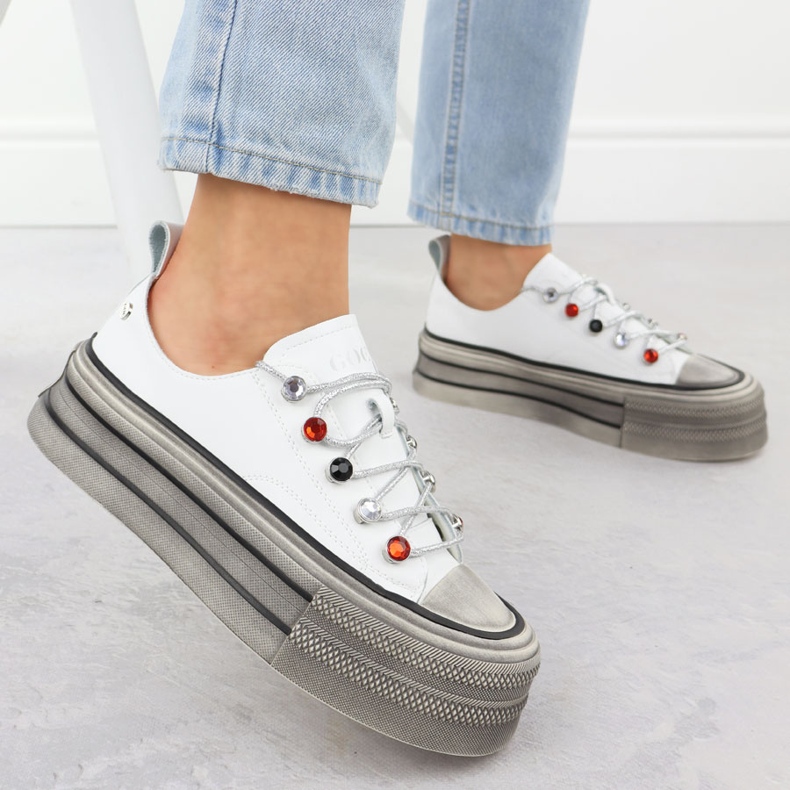 Leather sneakers on the white goe nn2n4054 platform 2