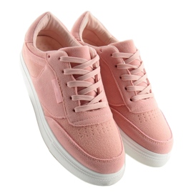 Pink suede women's sneakers NB172 Pink white 2