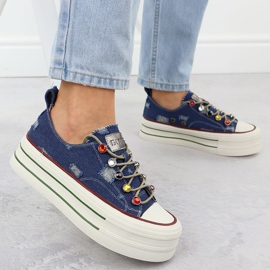 Denim sneakers on the Blue Goe RR2N4103 platform 2