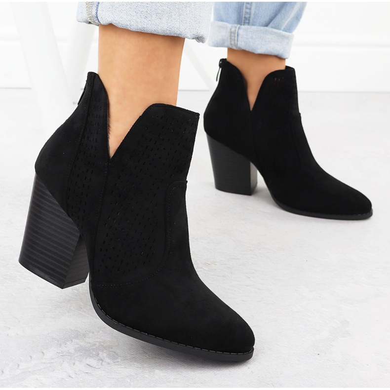 S.Barski Women's suede boots on the Black Openwork Stand S. Barski HY51-060 2