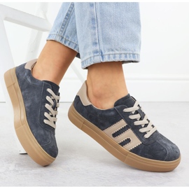 Leather sports shoes on the gray Filippo DP6798 platform grey 1