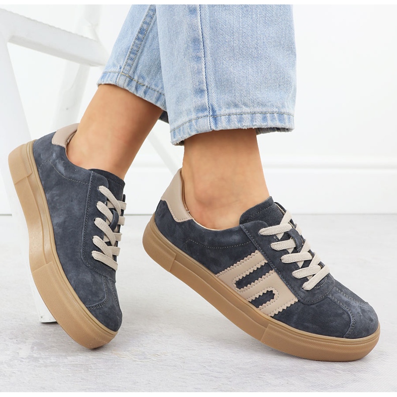 Leather sports shoes on the gray Filippo DP6798 platform grey 1