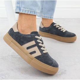 Leather sports shoes on the gray Filippo DP6798 platform grey 2