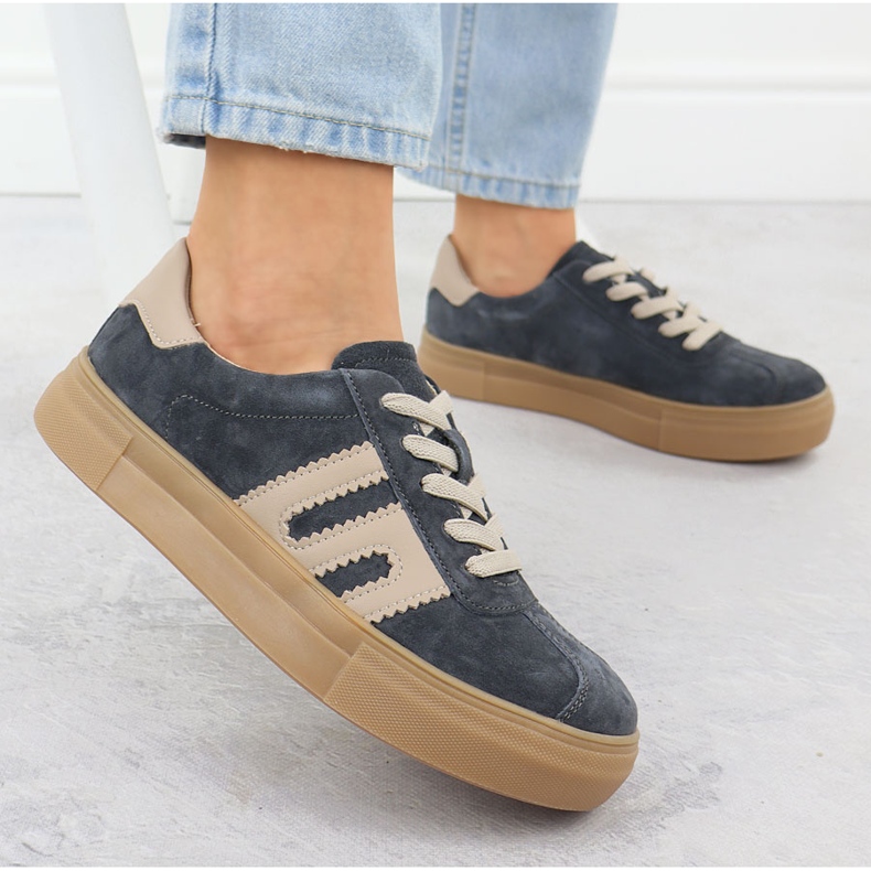 Leather sports shoes on the gray Filippo DP6798 platform grey 2