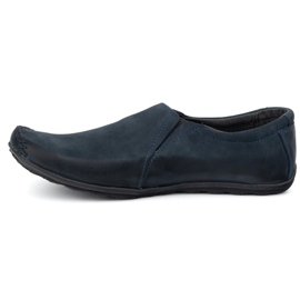 Olivier Men's shoes leather loafers inserted 306kz navy blue 1