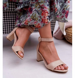 Women's sandals on the suede post beige leather insert 2