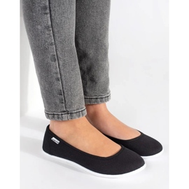 Women's black fabric ballet flats 1