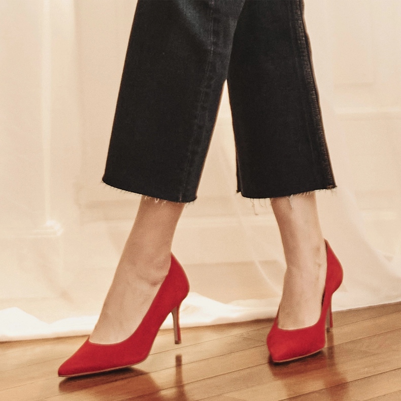 Marco Shoes Elegant suede heels red 1