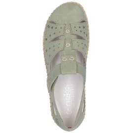 Women's shoes with Velcro, openwork green rieker 44852-52 1