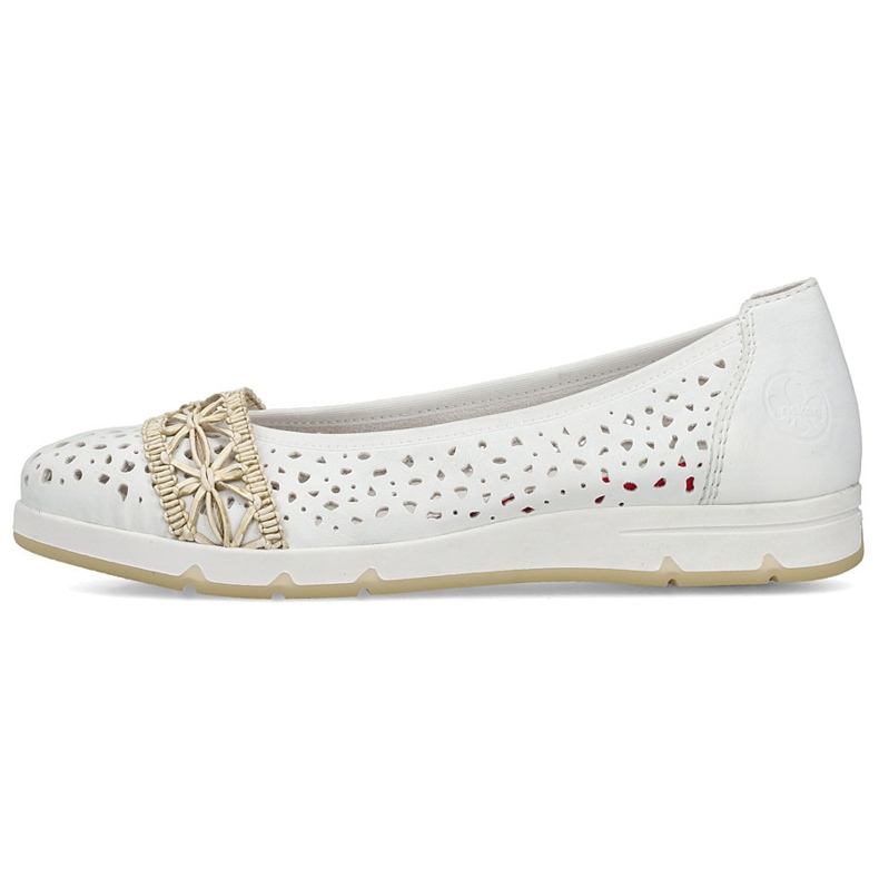 Women's ballerinas Openwork comfortable white rieker L3062-80 2