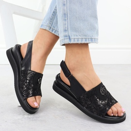 Women's sandals on a platform with rubber black Jezzi RMR2267-2 1