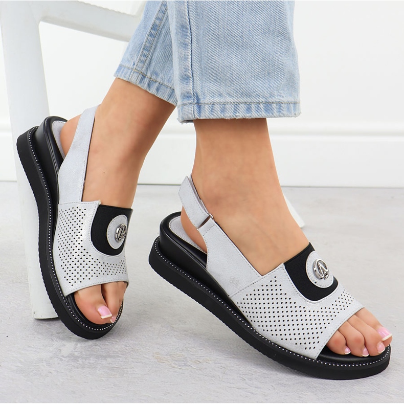 Jezzi Women's sandals on a platform with rubber silver Jeszi RMR2267-2 1