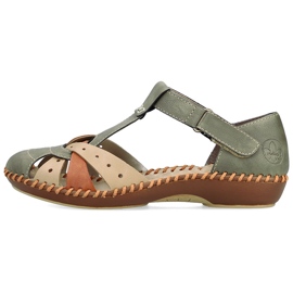 Women's comfortable sandals for Velcro, built-in green fingers Rieker M1655-54 1