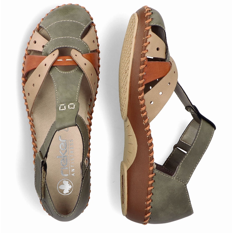 Women's comfortable sandals for Velcro, built-in green fingers Rieker M1655-54 2