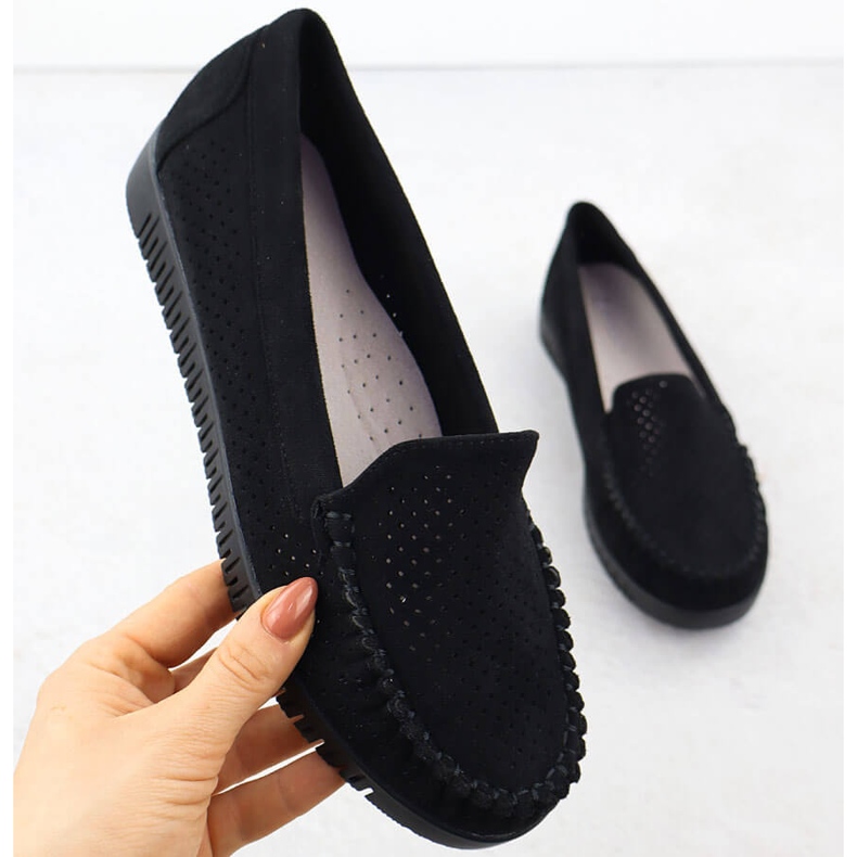 Moccasins Openwork Looms Black Potocki 25-11316 1