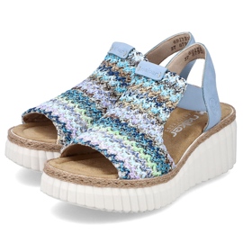 Rieker women's sandals leather blue insert 1