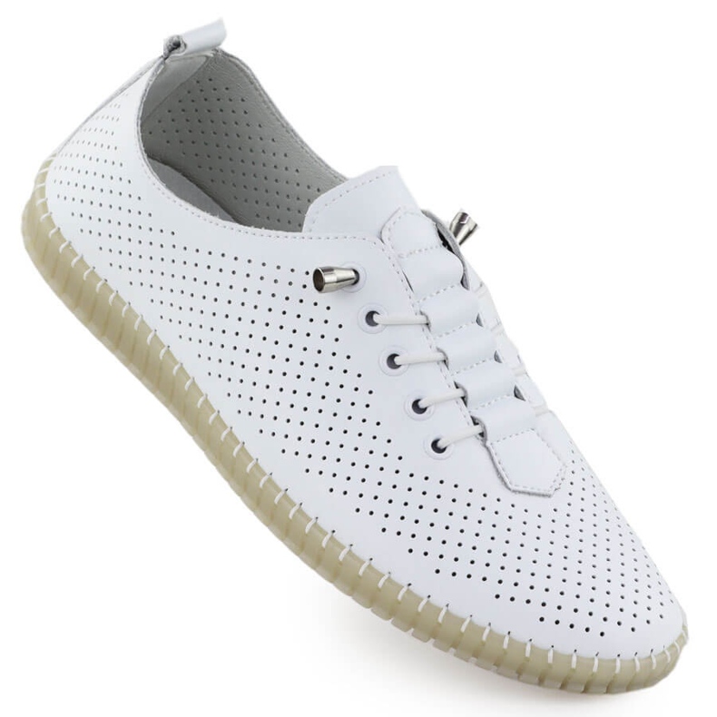 Leather women's openwork shoes slipped white Filippo dp6140 1