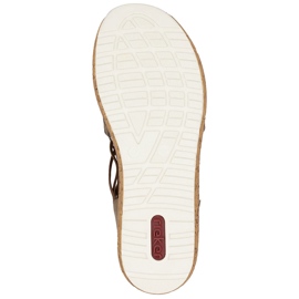 Women's sandals on platform with beige rieker 62741-90 1