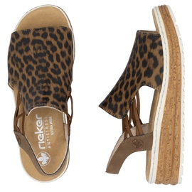 Women's sandals on platform with beige rieker 62741-90 2