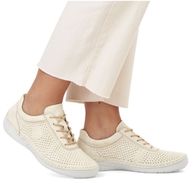 Women's leather shoes perforated beige rieker 52546-60 2 Women's leather shoes perforated beige rieker 52546-60 2