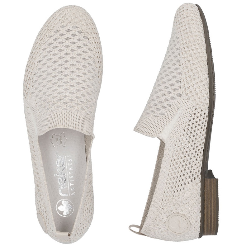 Women's textile shoes openwork beige rieker 51969-90 2