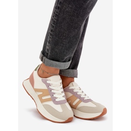 Women's sports shoes on multicolor platform beige 1