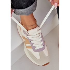 Women's sports shoes on multicolor platform beige 2